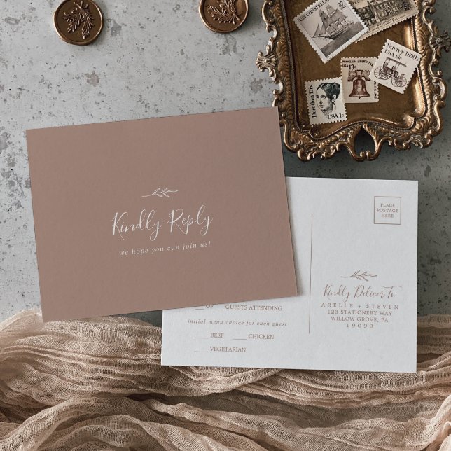 Feuille minimale | Carte postale RSVP Neutre Choix (Créateur téléchargé)