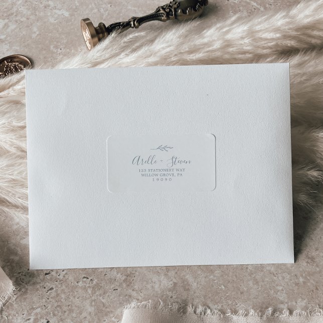 Feuille minimale | Dusty Blue Étiquettes de adress (Créateur téléchargé)