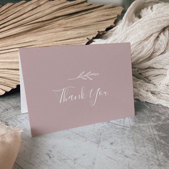 Feuille minimale | Dusty Rose Carte de remerciemen (Créateur téléchargé)
