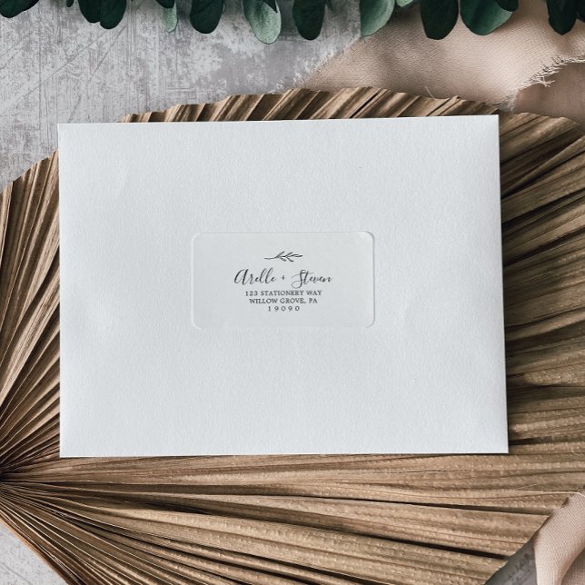 Feuille minimale | Étiquettes de adresse noirs et  (Créateur téléchargé)