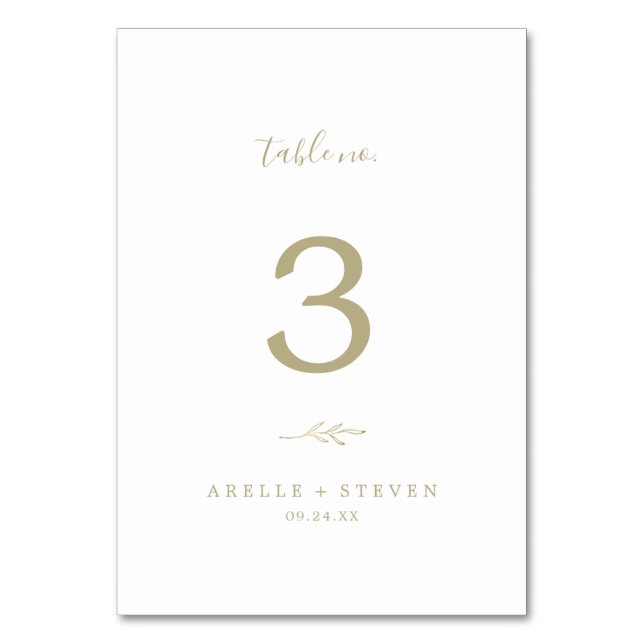 Feuille minimale | Numéro de table Gold (Par défaut)