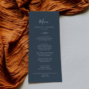 Feuille minimale   Slate Blue Mariage Dinner Menu