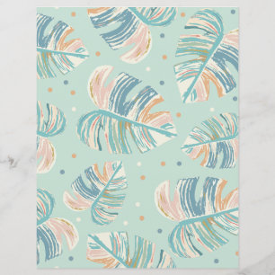 Feuille Monstera - Turquoise, Vert, Papier à gratt