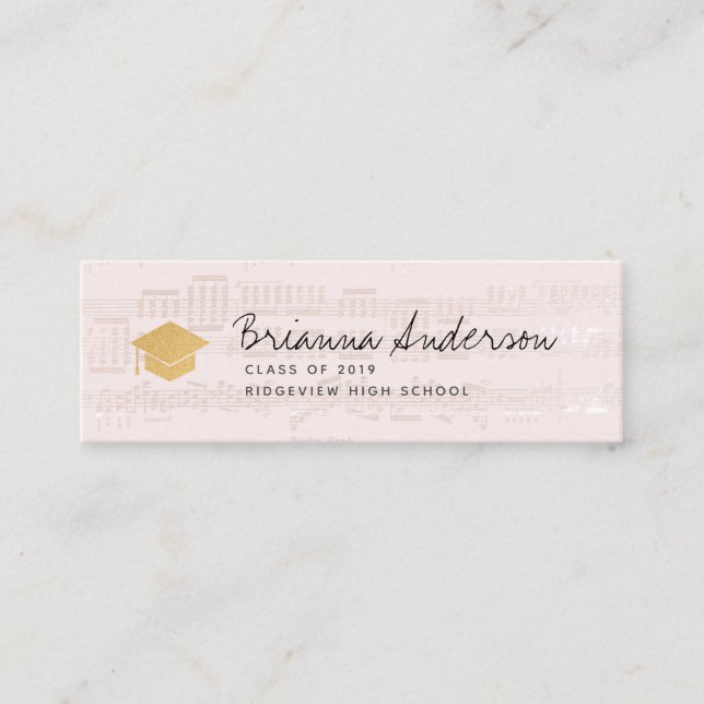 Feuille Musique rose Diplôme Insérer une carte de  (Devant)
