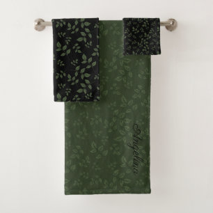 Feuille noir vert motif