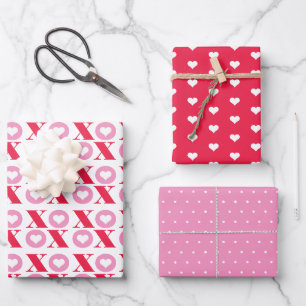 Feuille papier d'emballage motif du coeur de jour