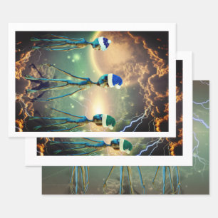Feuille papier d'enveloppement Alien Three Kings