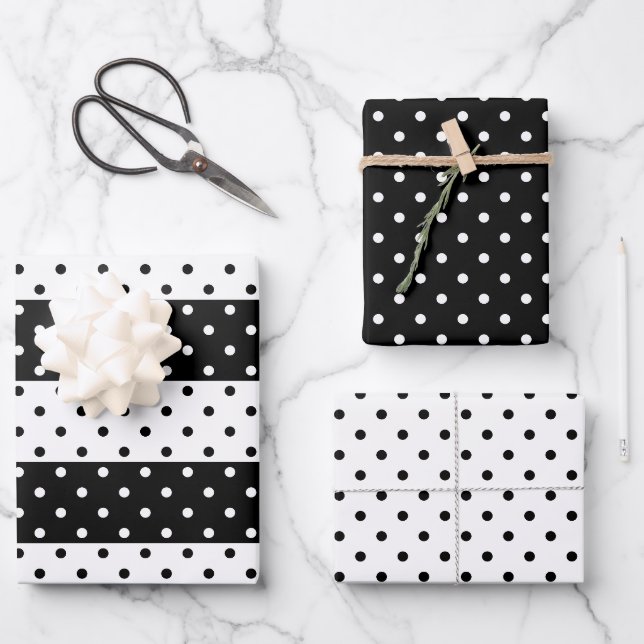 Feuille papier d'enveloppement monochrome Pois (Recto)