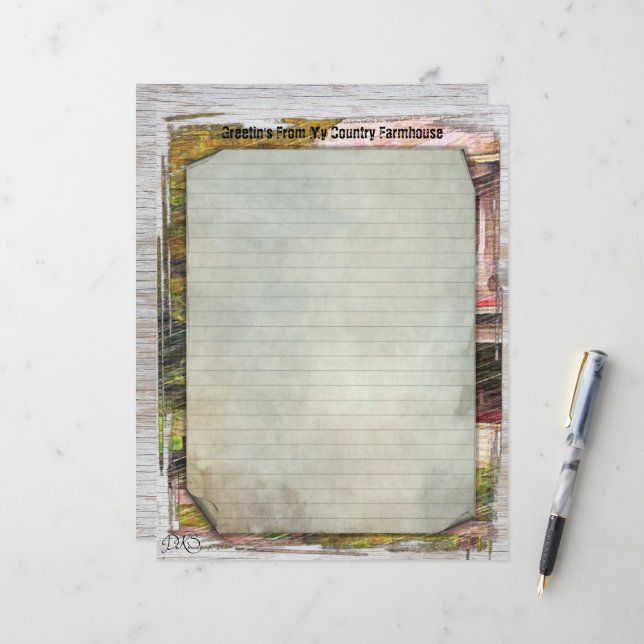 Feuille papier My Country Farmhouse 8.5x11 (Devant/Arrière en situation)