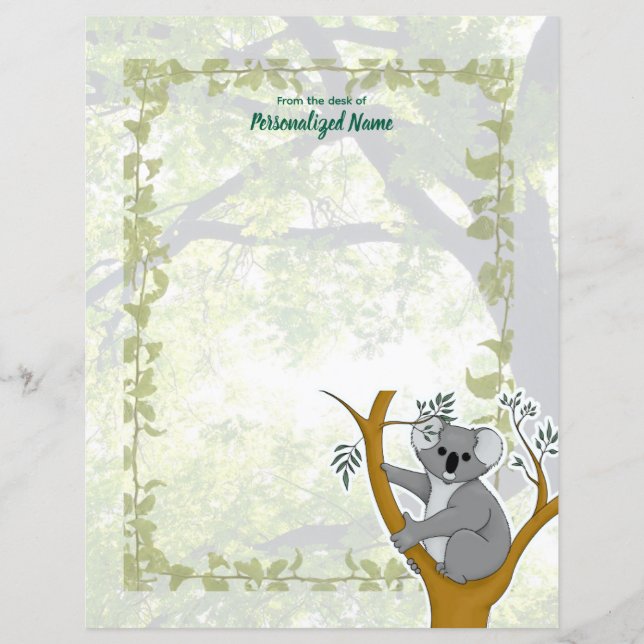 Feuille papier non doublée Callie Koala Ivy (Devant)