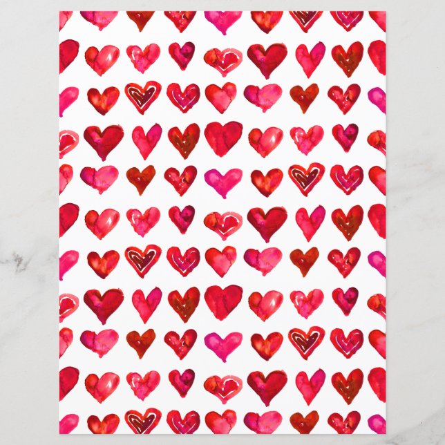 Feuille papier Valentine Red Hearts (Devant)