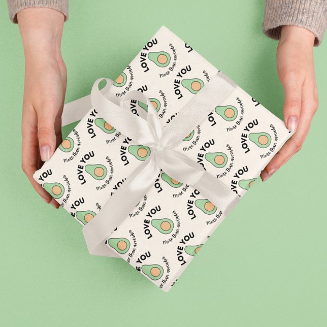 Feuille plat d'emballage Avocado de 3 (Let someone special know that you love them more than avocados with these wrapping paper sheets! )
