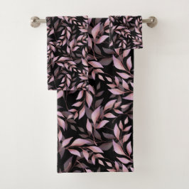 Feuille rose pastel et Motif noir
