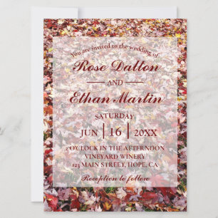 Feuille rouge Rustique Invitations de mariage d'au