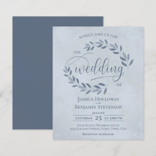 Feuille rustique Dusty Blue BUDGET Mariage Inviter