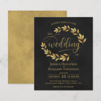 Feuille rustique Noir & Or BUDGET Mariage Inviter