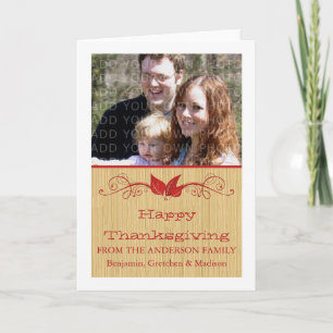 Feuille rustique rouge Thanksgiving Carte photo