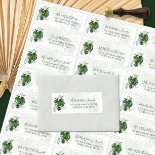 Feuille tropical Mariage Étiquettes de adresse d'h