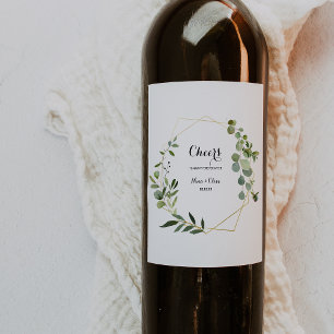 Feuille vert tropical Étiquettes de vin Mariage