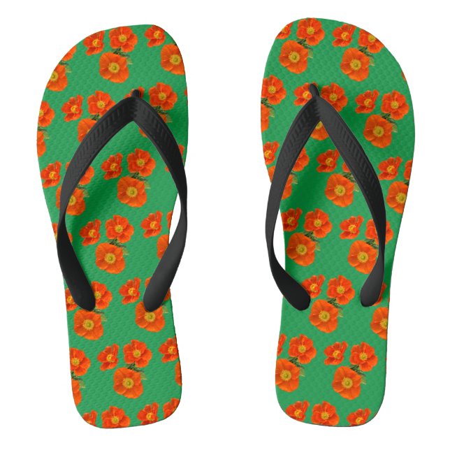 Feuilles à tongs de fleurs de pavot orange (Semelle)