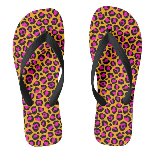 Feuilles à tongs imprimées de cheetah rose et oran (Semelle)