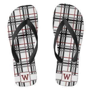 Feuilles à tongs noir blanc et rouge
