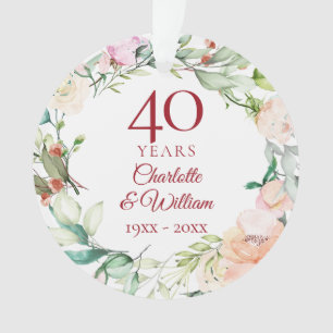 Feuilles Aquarelle Douce 40ème Anniversaire Photo