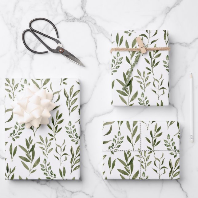 Feuilles aquarelles de verdure élégante  (Recto)