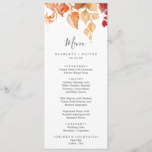 Feuilles automnales   Menu Mariage blanc et bourgu