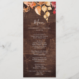 Feuilles automnales   Menu Rustique Brown Wood Mar