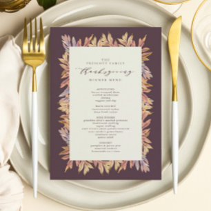 Feuilles automnales Thanksgiving menu