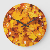 Feuilles Automne Grande horloge murale