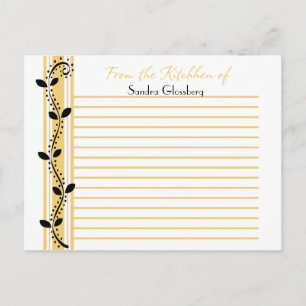 Feuilles Black Swirl sur Cartes de Recette Jaune D