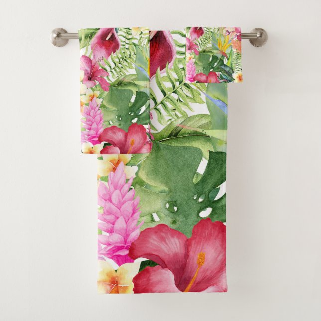 Feuilles botaniques floraux tropicaux aux couleurs (En situation)