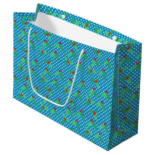 Feuilles creux sur le sac cadeau Aqua - Grand, bri (Devant Angle)