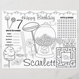 Feuilles d'activité de Candyland, sets de table de