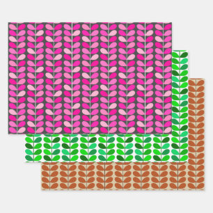 Feuilles danois du milieu du siècle, PInk, vert e