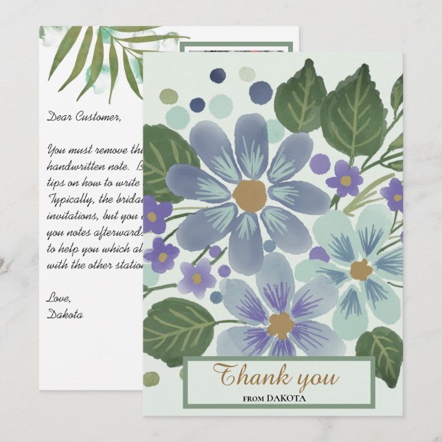 Feuilles d'aquarelle 03 Carte de remerciements de  (Devant / Derrière)