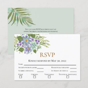 Feuilles d'aquarelle 04b Mariage RSVP avec photo