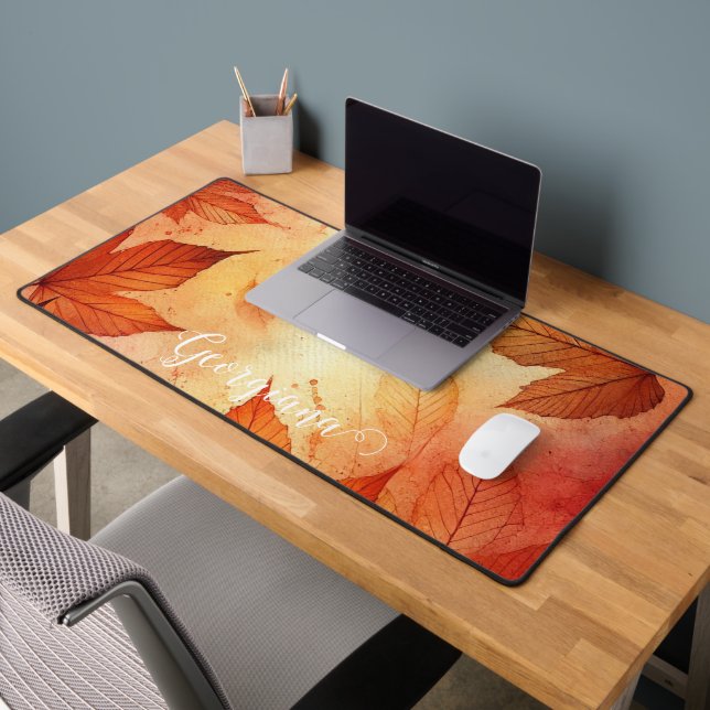 Feuilles d'aquarelle autummonique personnalisée (Bureau 2)