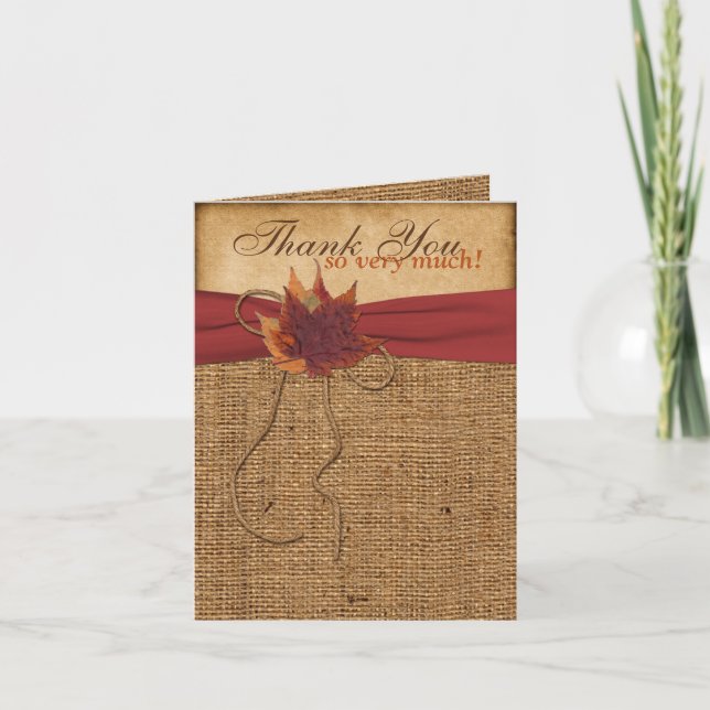 Feuilles d'automne, Carte de remerciements PHOTO F (Devant)