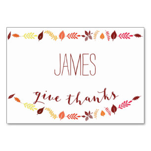 Feuilles d'automne Cartes de lieu Thankesgiving