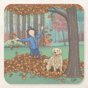 Feuilles d'automne Dessous de verre papier Carré