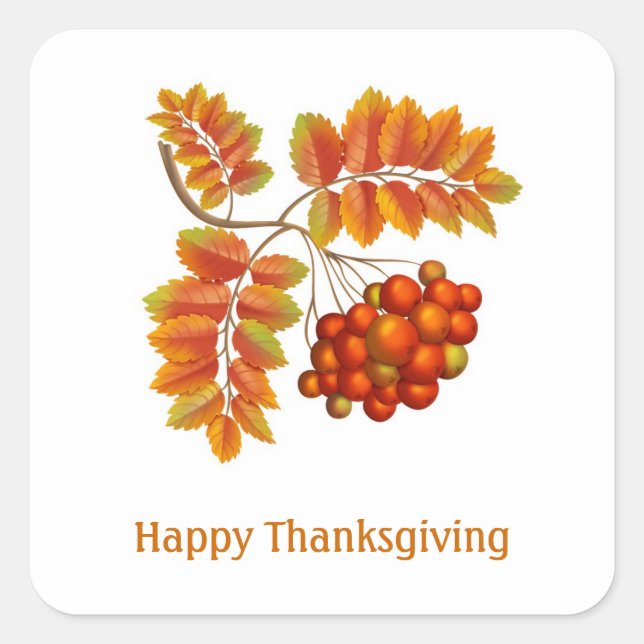 Feuilles d'automne et baies Sticker Thanksgiving (Devant)