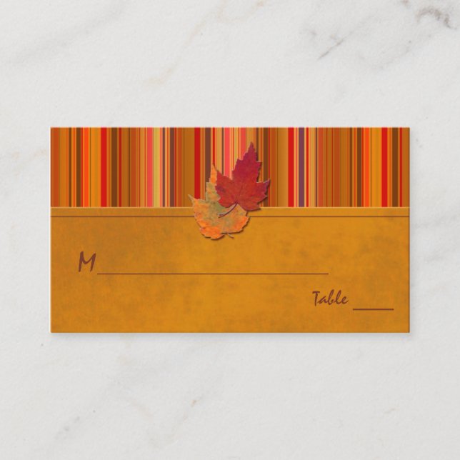 Feuilles d'automne et bandes Cartes de place (Devant)