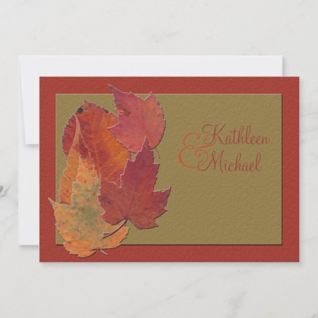 Feuilles d'automne Faire-part de mariage monogramm (Devant)