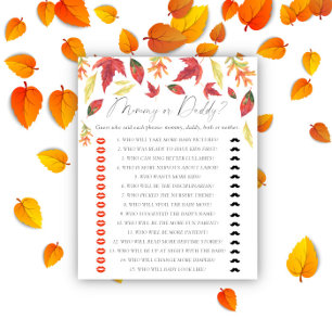 Feuilles d'automne - jeu de baby shower maman ou p
