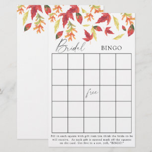 Feuilles d'automne - Jeux de bingo de douche nupti