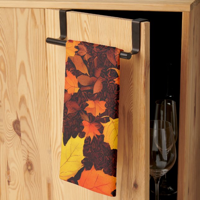 Feuilles d'automne Serviettes de cuisine (Pliage en tiers)