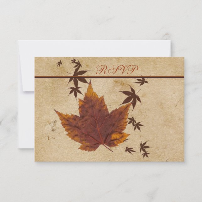 Feuilles d'automne sur carte de réponse en papier  (Devant)